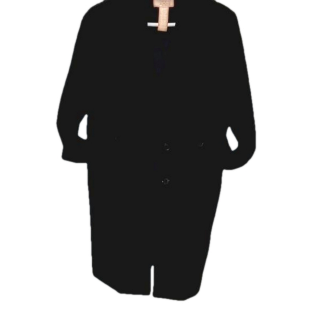 J.O.E. Women Black Classic Button Front Wool Blend Coat Blazer Style Size M